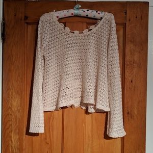 Monteau lace back croquet top with bell sleeves